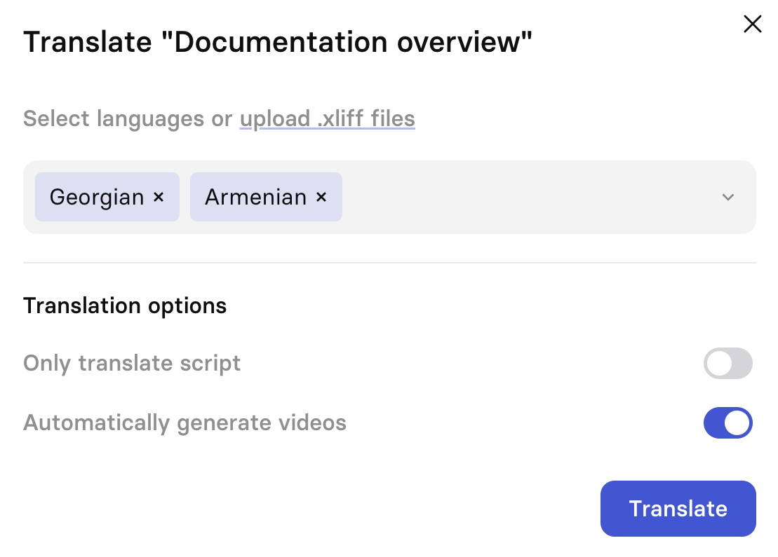 Translation modal